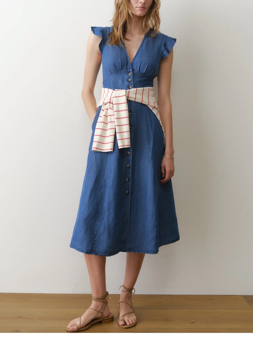 Marine Layer Camila Midi Dress in Chambray
